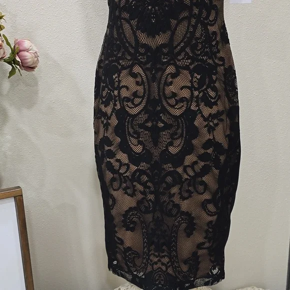 Black Illusion Lace Cocktail Dress sz 8 Connected Apparel NWT Retail $80.00 - Picture 3 of 10